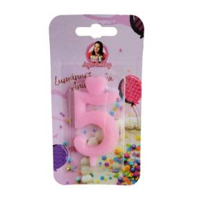Lumanare Tort cu Sclipici - NR 5 - Roz - Anyta Cooking - Anyta Cooking