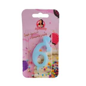 Lumanare Tort cu Sclipici - NR 6 - Albastru - Anyta Cooking - Anyta Cooking