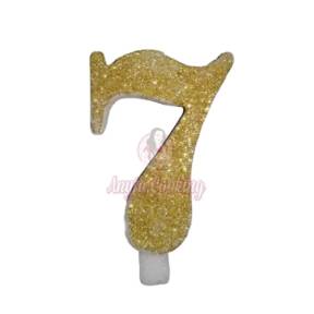 Lumanare Tort cu Sclipici - NR 7 - Auriu - 7 cm - Anyta Cooking - Anyta Cooking
