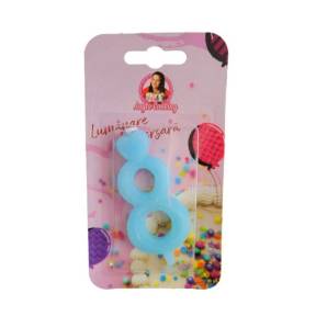 Lumanare Tort cu Sclipici - NR 8 - Albastru - Anyta Cooking - Anyta Cooking