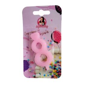 Lumanare Tort cu Sclipici - NR 8 - Roz - Anyta Cooking - Anyta Cooking