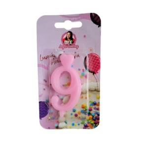 Lumanare Tort cu Sclipici - NR 9 - Roz - Anyta Cooking - Anyta Cooking