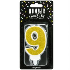 Lumanare Zi de Nastere Numarul 9 - Auriu - PartyDeco - Anyta Cooking