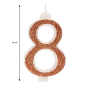 Lumanare zi nastere - NR8 - 13CM inalt - Auriu Sclipicios - DeKora - Anyta Cooking	