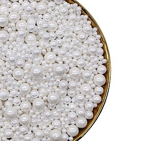 Perle / Perlute din zahar marimi Mixte - Alb Perlat / White - 1kg - Pastry Colours