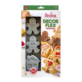 Mulaj din silicon - CASUTA, OMULET TURTA DULCE - 30 x 17 xh 3 cm - Decora - Anyta Cooking