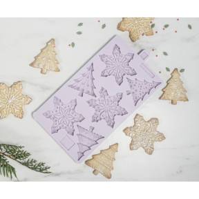 Mulaj din silicon - Snowflakes & Trees - 21x12cm - Karen Davies - Anyta Cooking