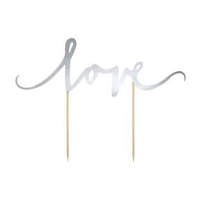 Ornament pentru Torturi ”Love” - Argintiu - PartyDeco - Anyta Cooking