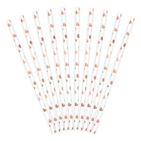 Paie din hartie cu inimi rose gold - 10 buc. - PARTYDECO - Anyta Cooking