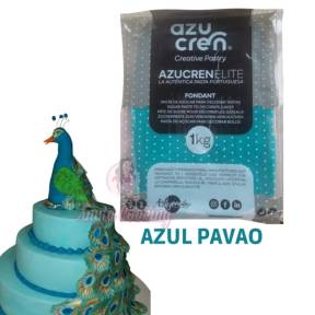 Pasta de Zahar Fondant Elite 3in1 (Acoperit,Modelare,Flori) - ALBASTRU PAUN - 1kg - AzuCren