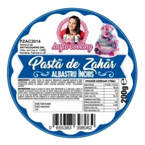  Pasta de Zahar Premium - ALBASTRU INCHIS - 200 gr- Anyta Cooking