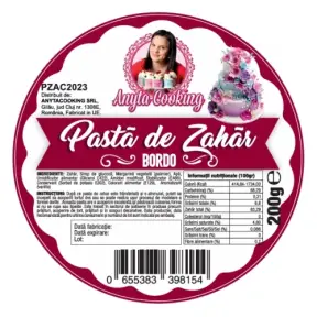  Pasta de Zahar Premium - BORDO - 200 gr- Anyta Cooking