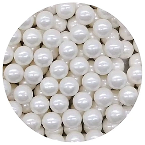 Perle / Perlute din zahar 10mm - Alb Perlat / White - 150g - Pastry Colours