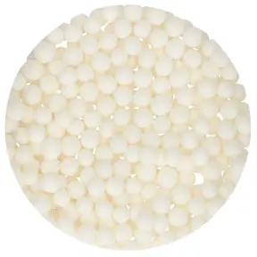 Perle / Perlute din zahar 8 mm – ALB - LARGE WHITE – 70gr - Funcakes