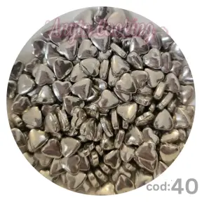 Perlute din Zahar - Inimioare Argintii - 80 gr - Anyta Cooking NR40