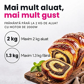 Robot de Bucătărie Mixer cu bol de 6.2 L - 2000W - Negru - Anyta Cooking