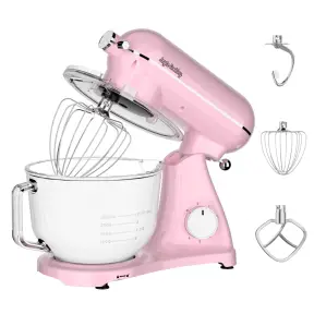 Robot de bucatarie Mixer cu bol Transparent de 6L din inox,1800W, din aluminiu, Roz - Anyta Cooking