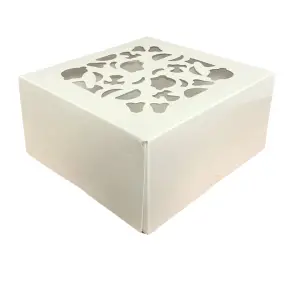 Cutie tort ALBA cu capac dantelat si tavita - 16x16x8cm - Anyta Cooking