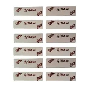 Set 144 decor ciocolata Alba - La Multi Ani - Dreptunghi cu scris Rosu - Dr Gusto