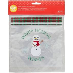 Set 20 Buc Pungi cadou transparent - Snowman - Wilton