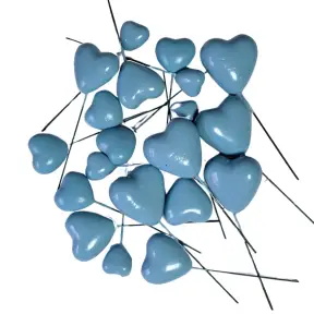 Set 20 inimioare din plastic pentru decor tort - Albastru deschis