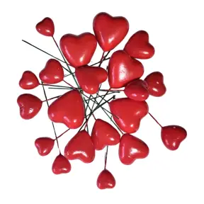 Set 20 inimioare din plastic pentru decor tort - Rosii