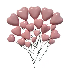 Set 20 inimioare din plastic pentru decor tort - Roz