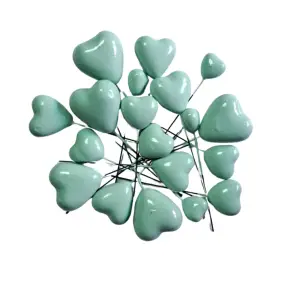 Set 20 inimioare din plastic pentru decor tort - Verde deschis