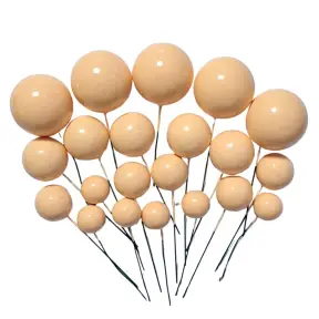 Set 20 sfere/bile din plastic pentru decor tort - Piersica