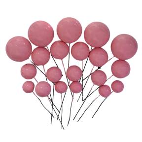 Set 20 sfere/bile din plastic pentru decor tort - Roz pal