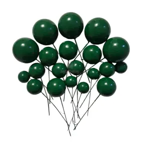 Set 20 sfere/bile din plastic pentru decor tort - Verde inchis lucios