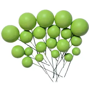 Set 20 sfere/bile din plastic pentru decor tort - Verde lime deschis