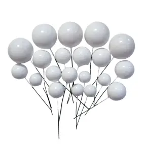 Set 20 sfere din plastic pentru decor tort - Alb
