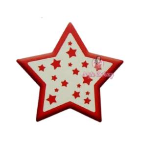 Set 240 buc decor din ciocolata - 45 mm - Stea cu stelute alb si rosu