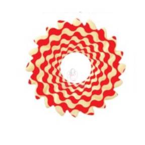  Set 240 buc decor din ciocolata - Rotund cu dungi albe si rosii - 44x44 mm