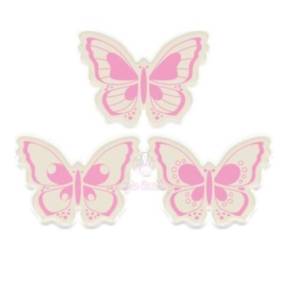  Set 288 buc decor din ciocolata - Fluturi albe cu roz - 37x51 mm (EXP: 2024-iulie)