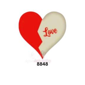  Set 288 buc decor din ciocolata - Inima alb cu rosu si scris Love (EXP:2024-iulie)