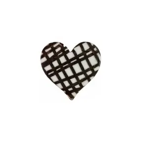  Set 288 buc decor din ciocolata - Inima Alba cu linii negre 46x46mm - Korinitta
