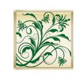  Set 288 buc decor din ciocolata - Patrat alb cu frunze verde - 40x40 mm