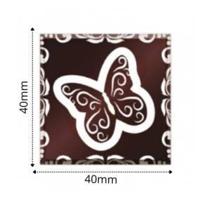 Set 288 buc decor din ciocolata - Patrat cu fluture alb