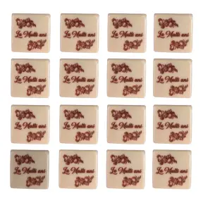 Set 288 decor ciocolata Alba - La Multi Ani - Patrat cu scris Rosu - Dr Gusto