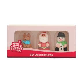 Set 3 buc Decor din zahar - 3D CHRISTMAS FIGURES - 4 - 4,5 cm - Funcakes