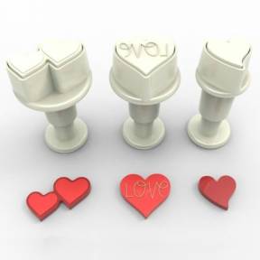 Set 3 buc Decupatoare cu ejector - INIMIOARE - Dekofee