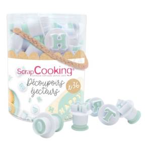 Set 36 Decupatoare cu ejector - Litere si Numere - 3cm - Scrapcooking