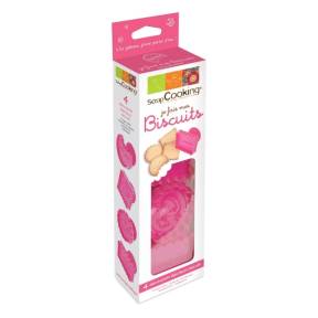 Set 4 buc de Decupatoare de biscuiti cu piston -6,5 x 6 cm-Scrapcooking