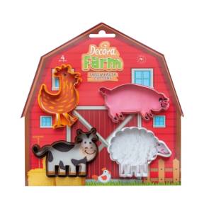 Set 4 buc Decupatoare din plastic - ANIMALE FERMA- Decora