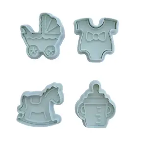  Set 4 Decupatoare cu ejector - Bebelus si jucarii - 6 cm
