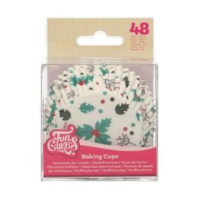 Set 48 buc Forma de copt briose - HOLLY LEAF- 5 x 3,2 cm - Funcakes