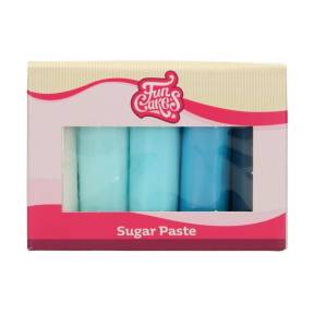 Set 5 culori Fondant albastru- 5x 100 GR- Funcakes - Anyta Cooking 