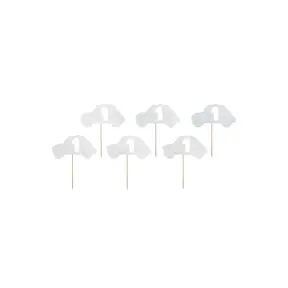 Set 6 buc Topper tort cifra 1 - SILVER CAR - Partydeco